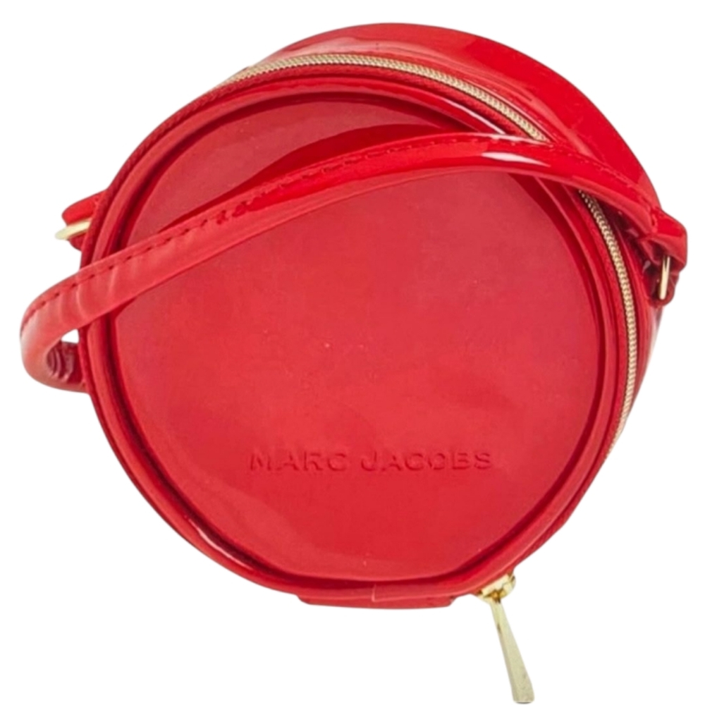 Marc Jacobs Mini 4" Red Patent Leather Crossbody Round Circle Canteen Bag - Picture 3 of 7